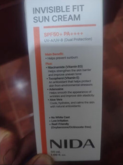 Сонцезахисний крем для обличчя та шиї  Nida Invisible Fit Sun Cream SPF50+